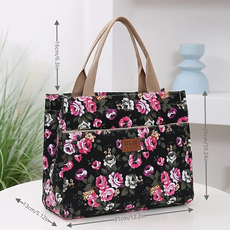 Floral Garden Canvas Tote Bag for Daily Commute