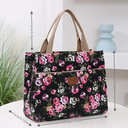 Floral Garden Canvas Tote Bag for Daily Commute