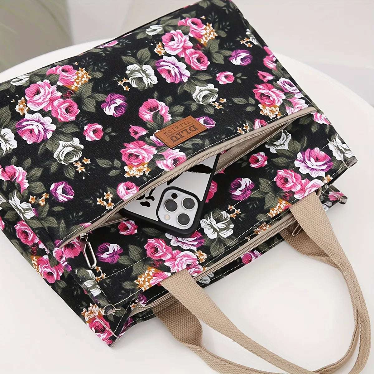 Floral Garden Canvas Tote Bag for Daily Commute