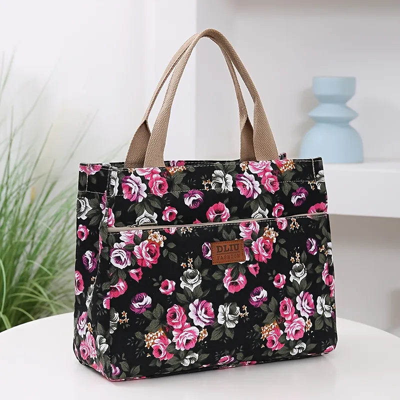 Floral Garden Canvas Tote Bag for Daily Commute
