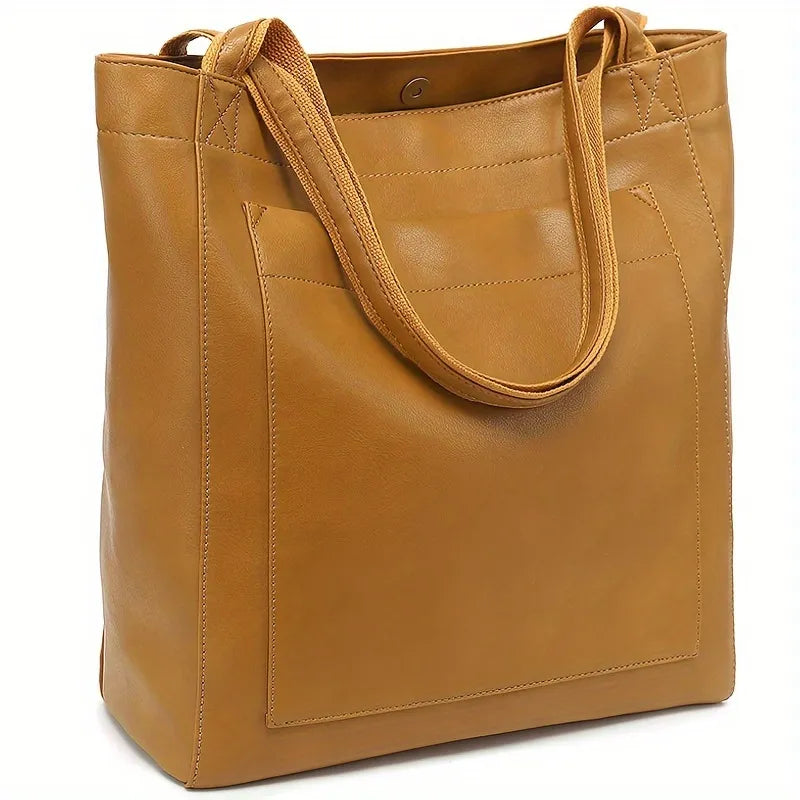 Minimalist Oiled Vegan Leather Large Capacity Tote Bag