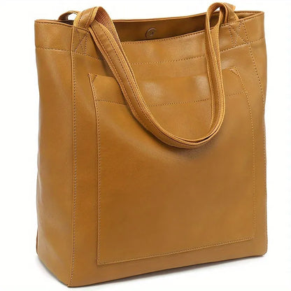 Minimalist Oiled Vegan Leather Large Capacity Tote Bag