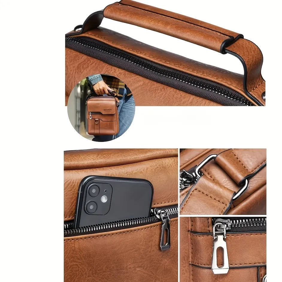 Men's Professional Vegan Leather Messenger Bag