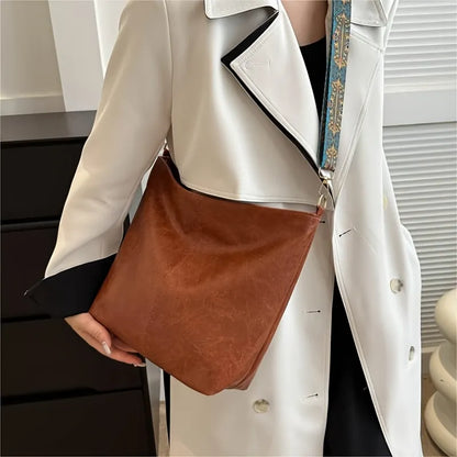 Vintage Vegan Leather Hobo Bag with Bohemian Strap