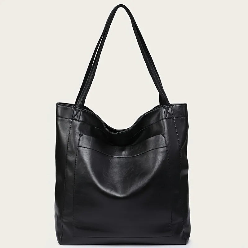 Minimalist Oiled Vegan Leather Large Capacity Tote Bag