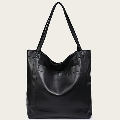 Minimalist Oiled Vegan Leather Large Capacity Tote Bag