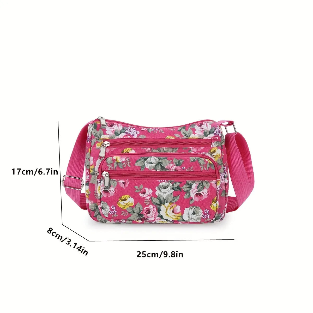 Bohemian Floral Canvas Multi-Pocket Crossbody Bag for Daily Commute