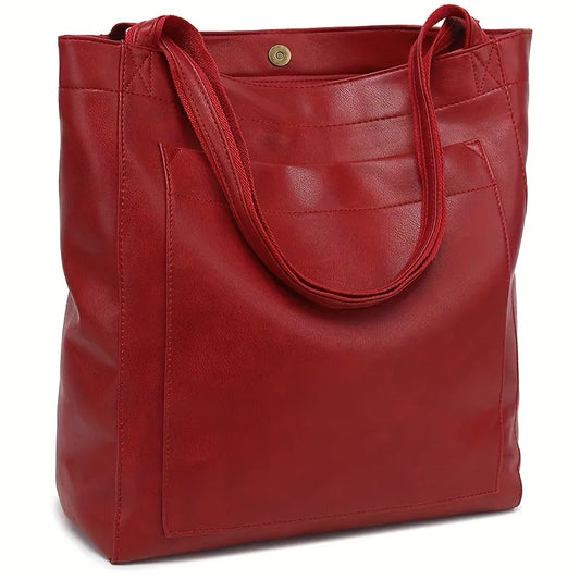 Minimalist Oiled Vegan Leather Large Capacity Tote Bag