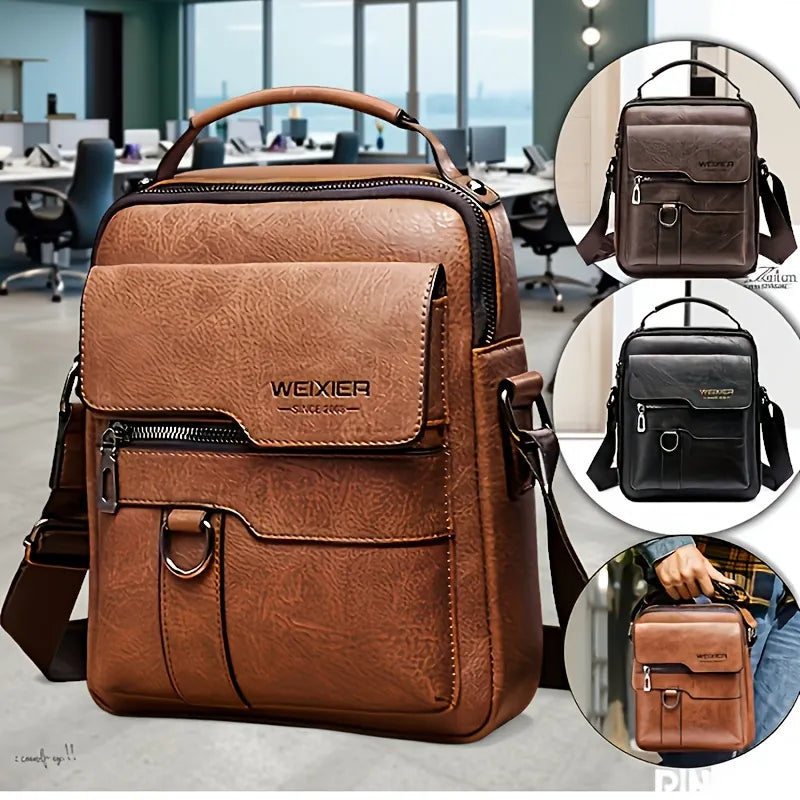 Men's Professional Vegan Leather Messenger Bag