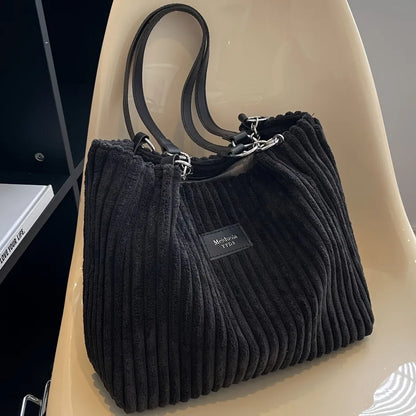 Luxury Faux Fur Tote Bag with Leather Handles and Chain
