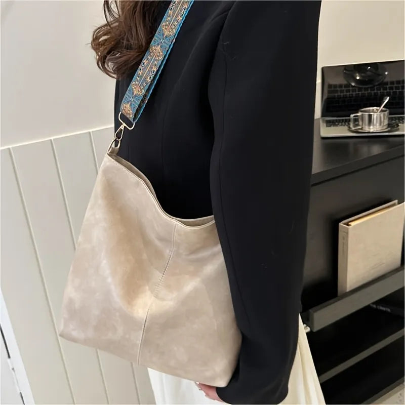 Vintage Vegan Leather Hobo Bag with Bohemian Strap