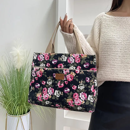 Floral Garden Canvas Tote Bag for Daily Commute