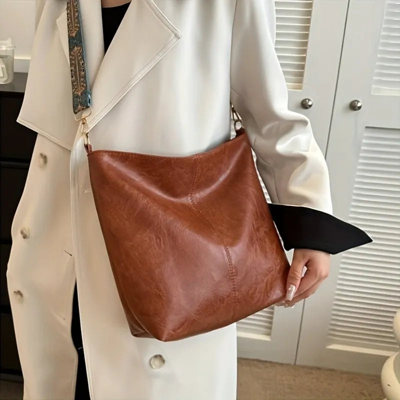 Vintage Vegan Leather Hobo Bag with Bohemian Strap