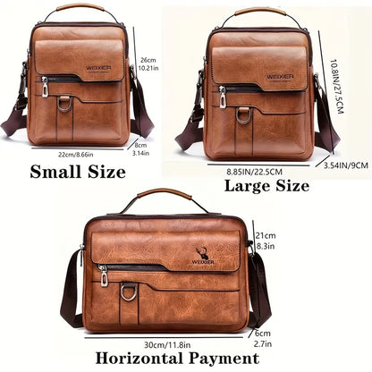Men's Professional Vegan Leather Messenger Bag