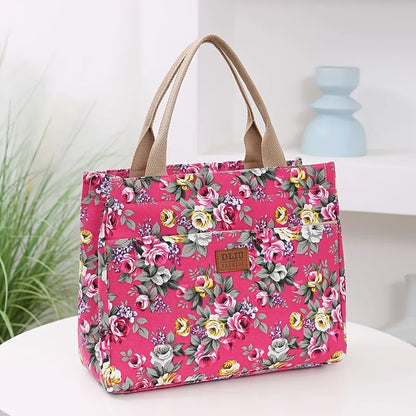 Floral Garden Canvas Tote Bag for Daily Commute
