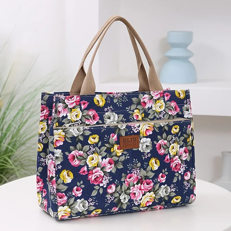 Floral Garden Canvas Tote Bag for Daily Commute