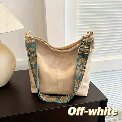 Vintage Vegan Leather Hobo Bag with Bohemian Strap