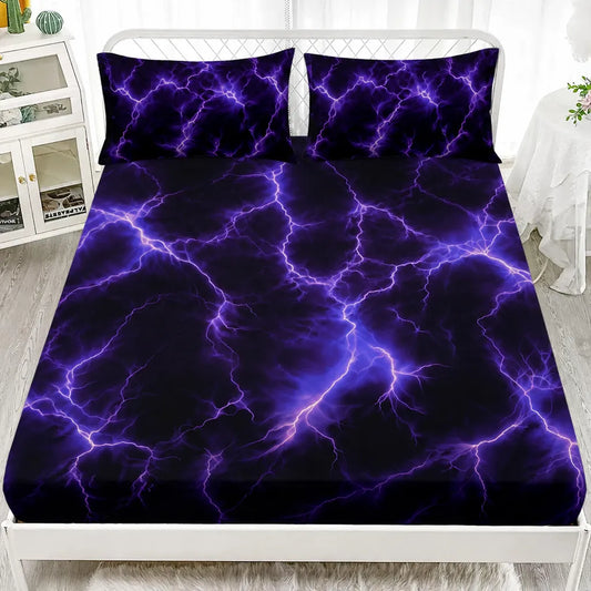 Purple Lightning Storm Fitted Sheet