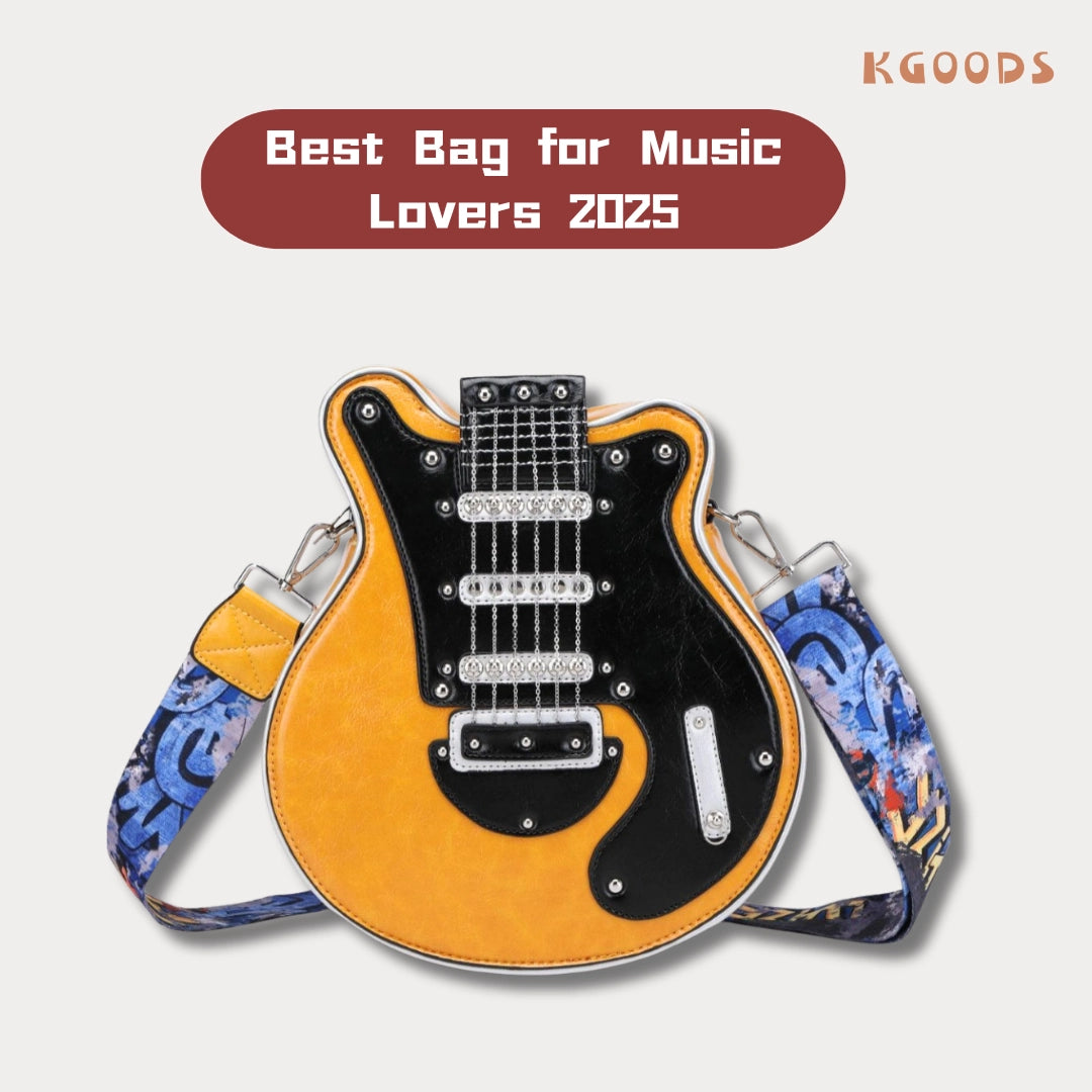 Statement purse featuring electric guitar silhouette