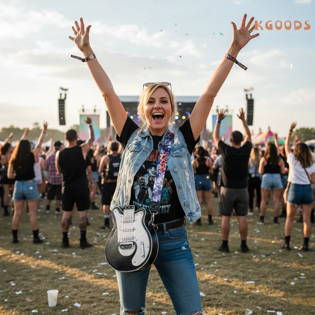 Trendy crossbody bag in guitar shape for stylish women