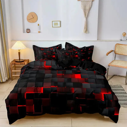 Queen-size Velura Gradient Cover Set displayed on modern upholstered bed frame
